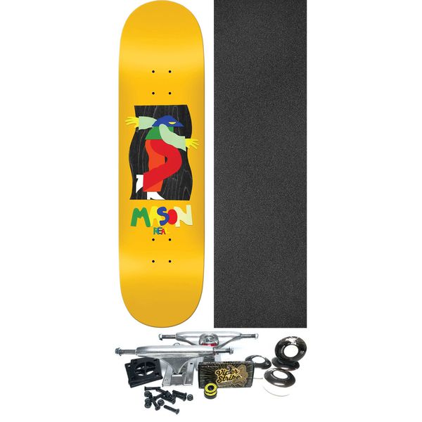 Real Skateboards Mason Silva By Marbie Yellow Skateboard Deck - 8.5" x 31.8" - Complete Skateboard Bundle